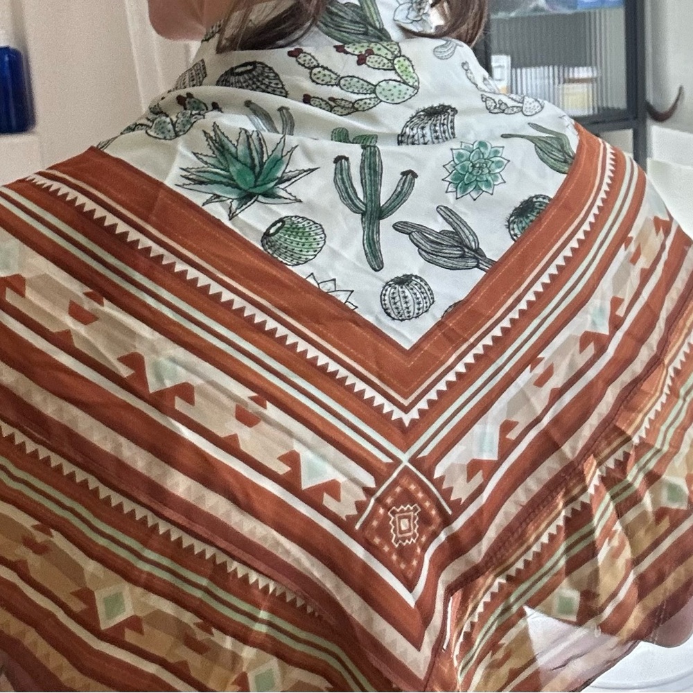 Southwestern Cactus geometric print scarf